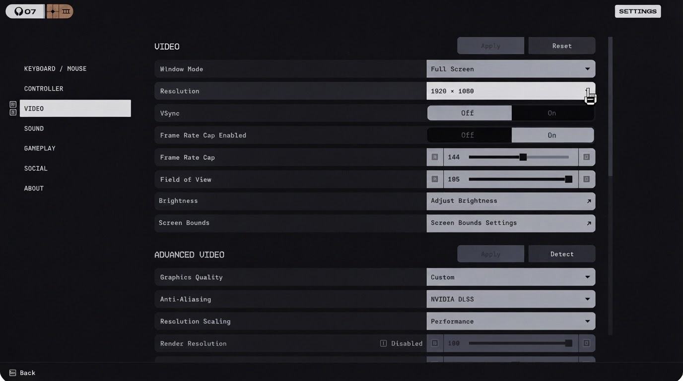 After: the new video settings with Video and Advanced Video categories, each with its own Apply and Reset