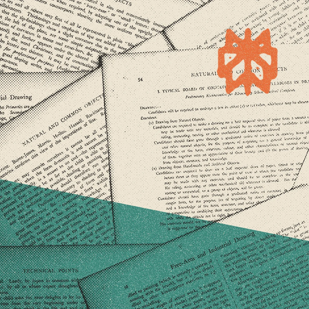 Halftone illustration of open research papers, with the Perplexity mark in orange